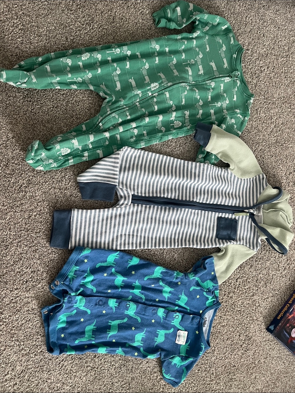 GAP Green & Navy Striped and Dino Print Kids Pajama Bundle